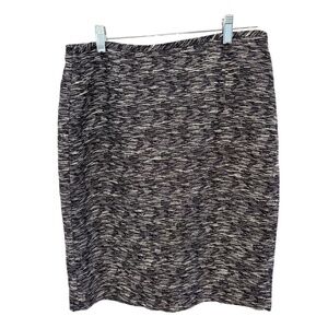 CALVIN KLEIN Black White Career Pencil Skirt Tweed Lined Size 8